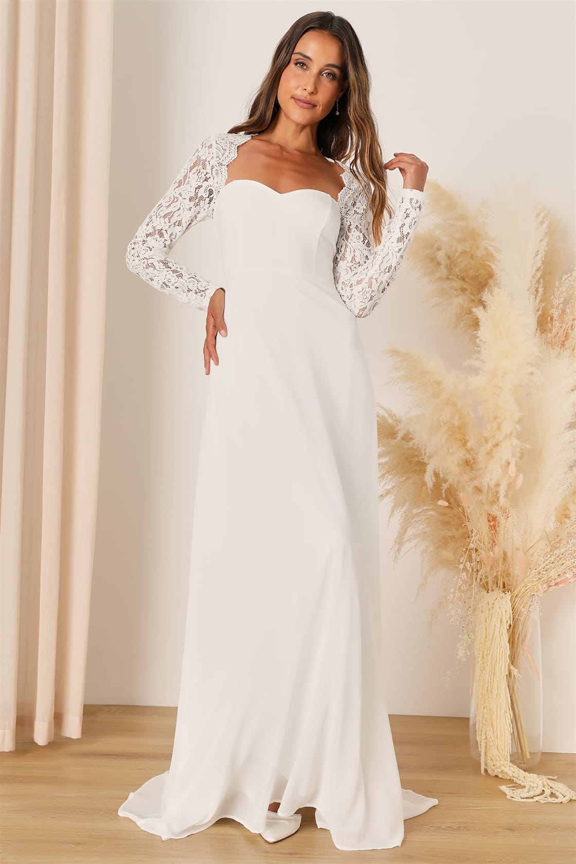 Plus Size Long Sleeve A-Line Wedding Dress