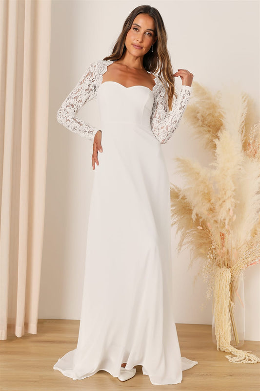 Plus Size Long Sleeve A-Line Wedding Dress