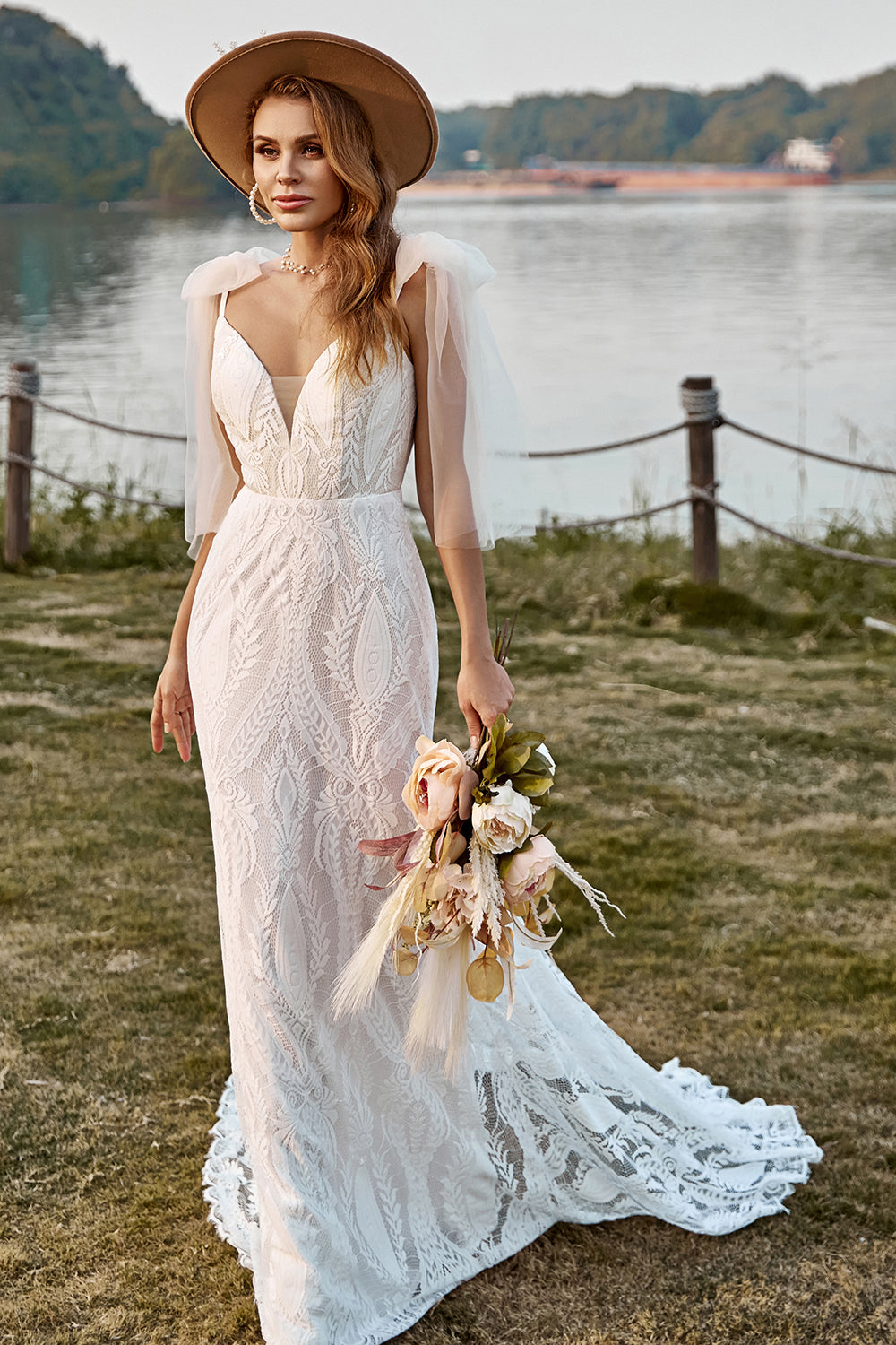 Plus Size Lace Wedding Dress with Mermaid Silhouette