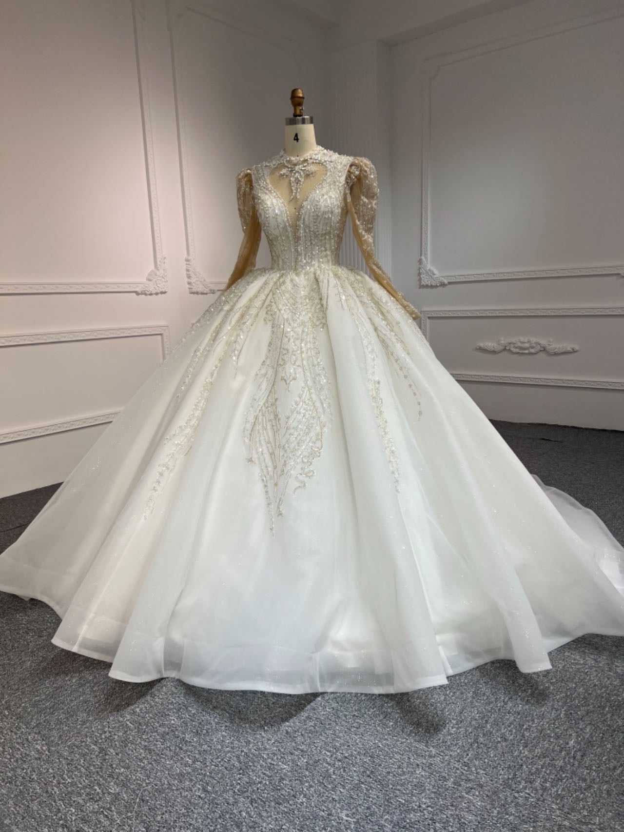 Plus Size Hand-Beaded Sequin Wedding Dress