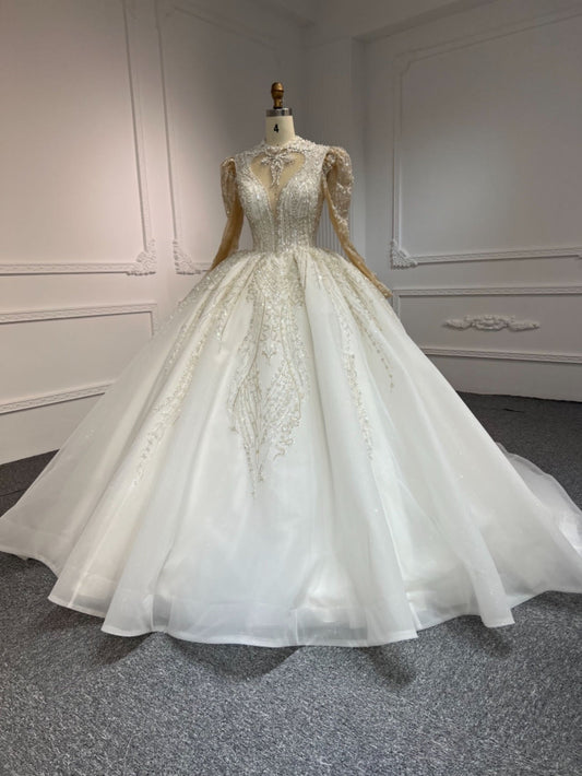 Plus Size Hand-Beaded Sequin Wedding Dress