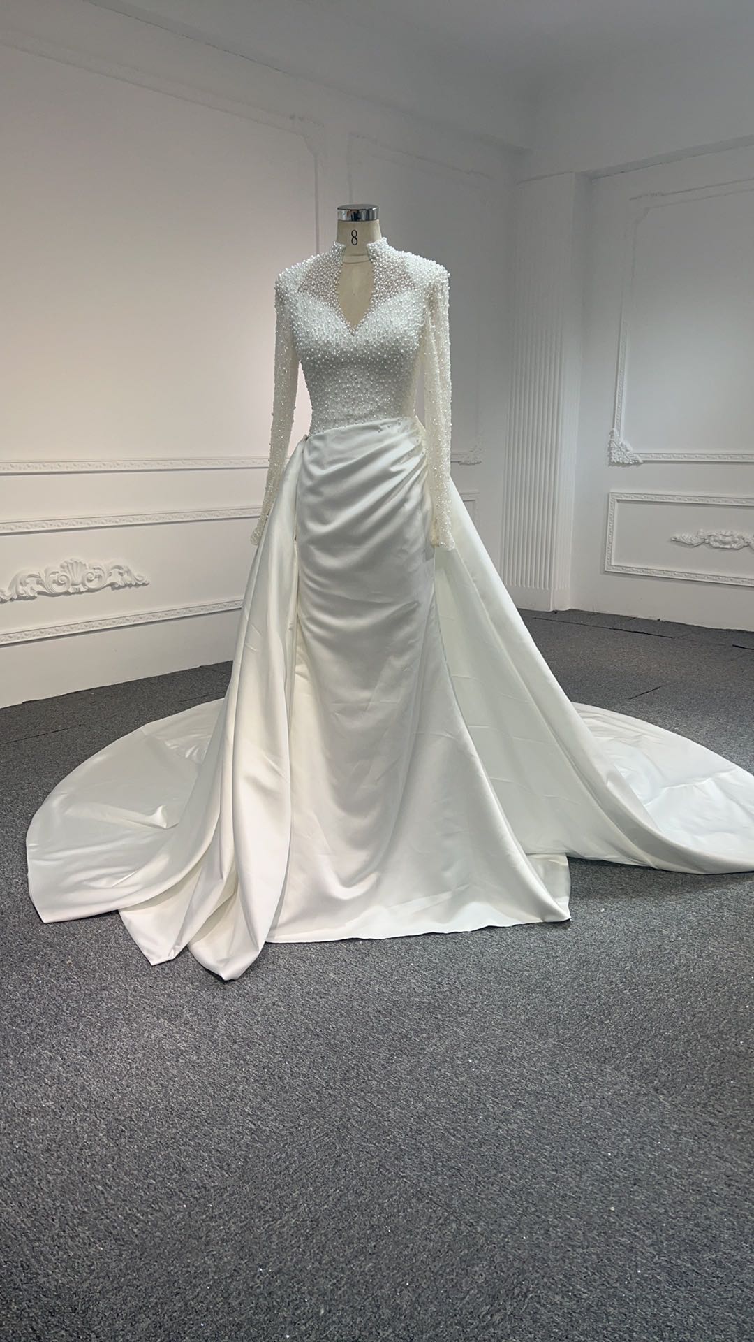 Plus Size Luxurious Beaded Satin Mermaid Wedding Dress