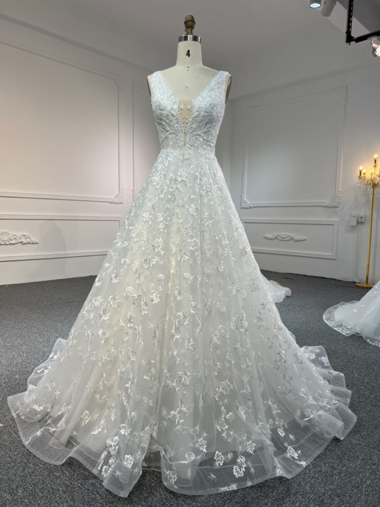 Plus Size A-Line Wedding Dress with Lace Up Back