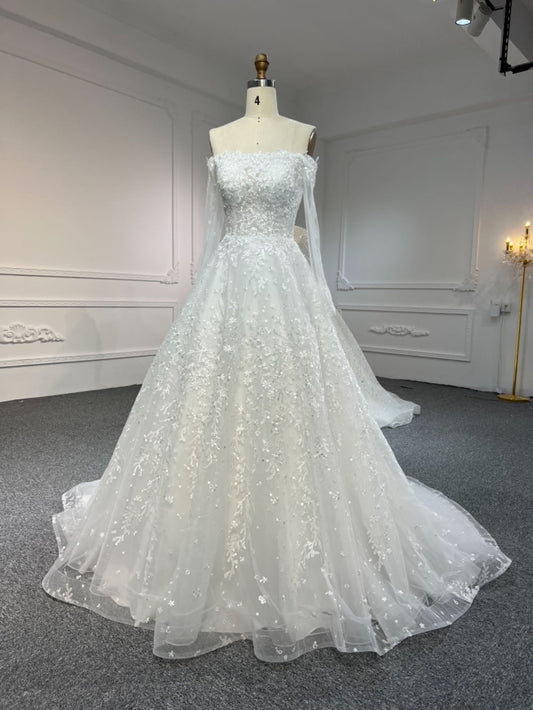 Plus Size One Shoulder Lace Wedding Dress
