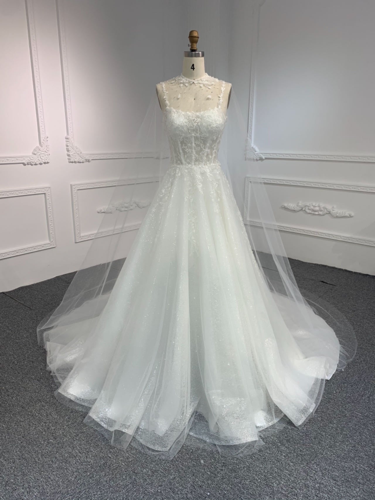 Plus Size A-Line Lace Wedding Dress with Shawl