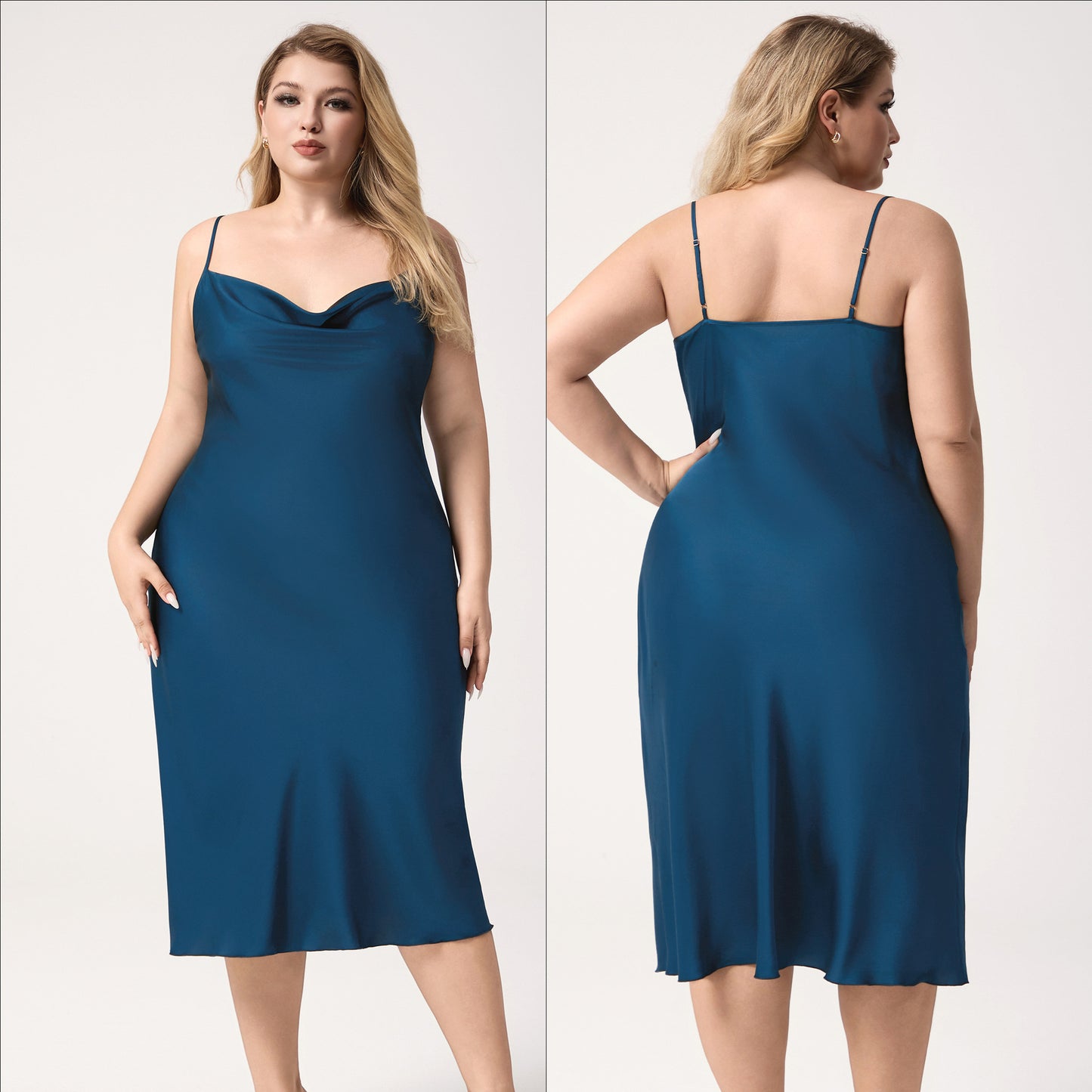 Plus Size Satin Nightdress Sleeveless Long Loungewear