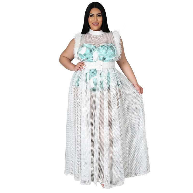 Plus Size Women's Sexy Mesh Maxi Dress