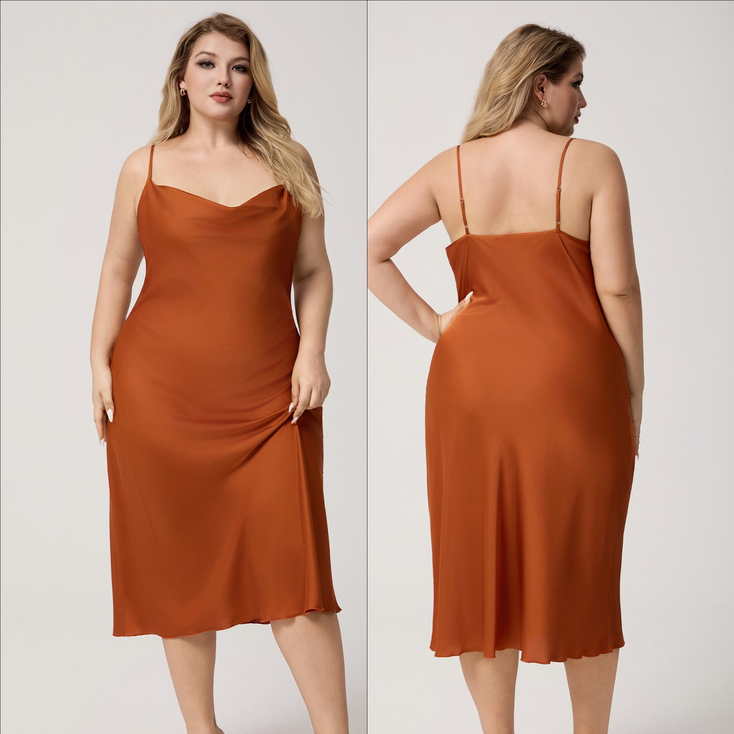 Plus Size Satin Nightdress Sleeveless Long Loungewear