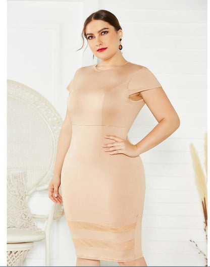 Plus Size Sleeveless Mesh Stitching Dress - Plus Size Clothing