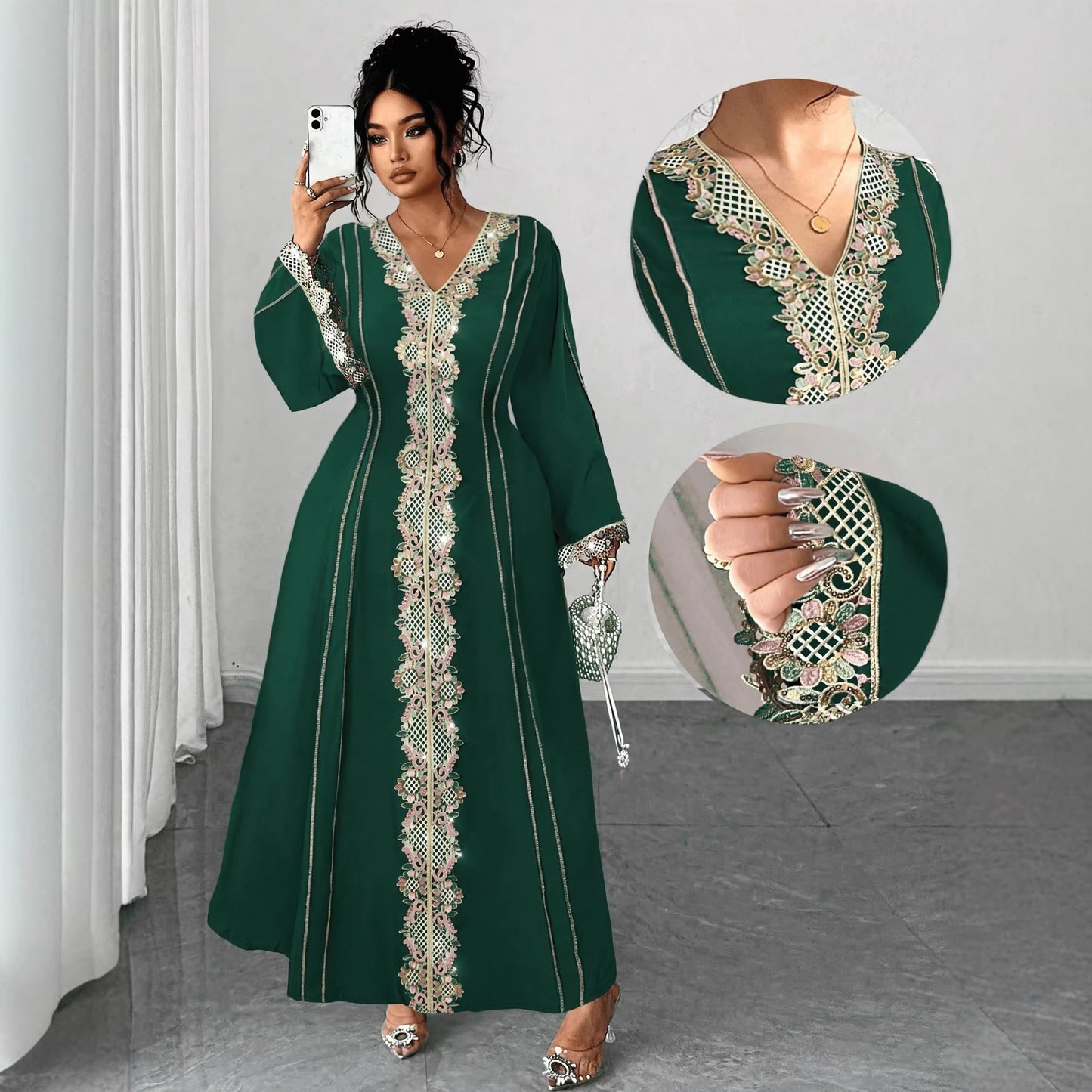 Plus Size Elegant Vintage Lace Maxi Dress