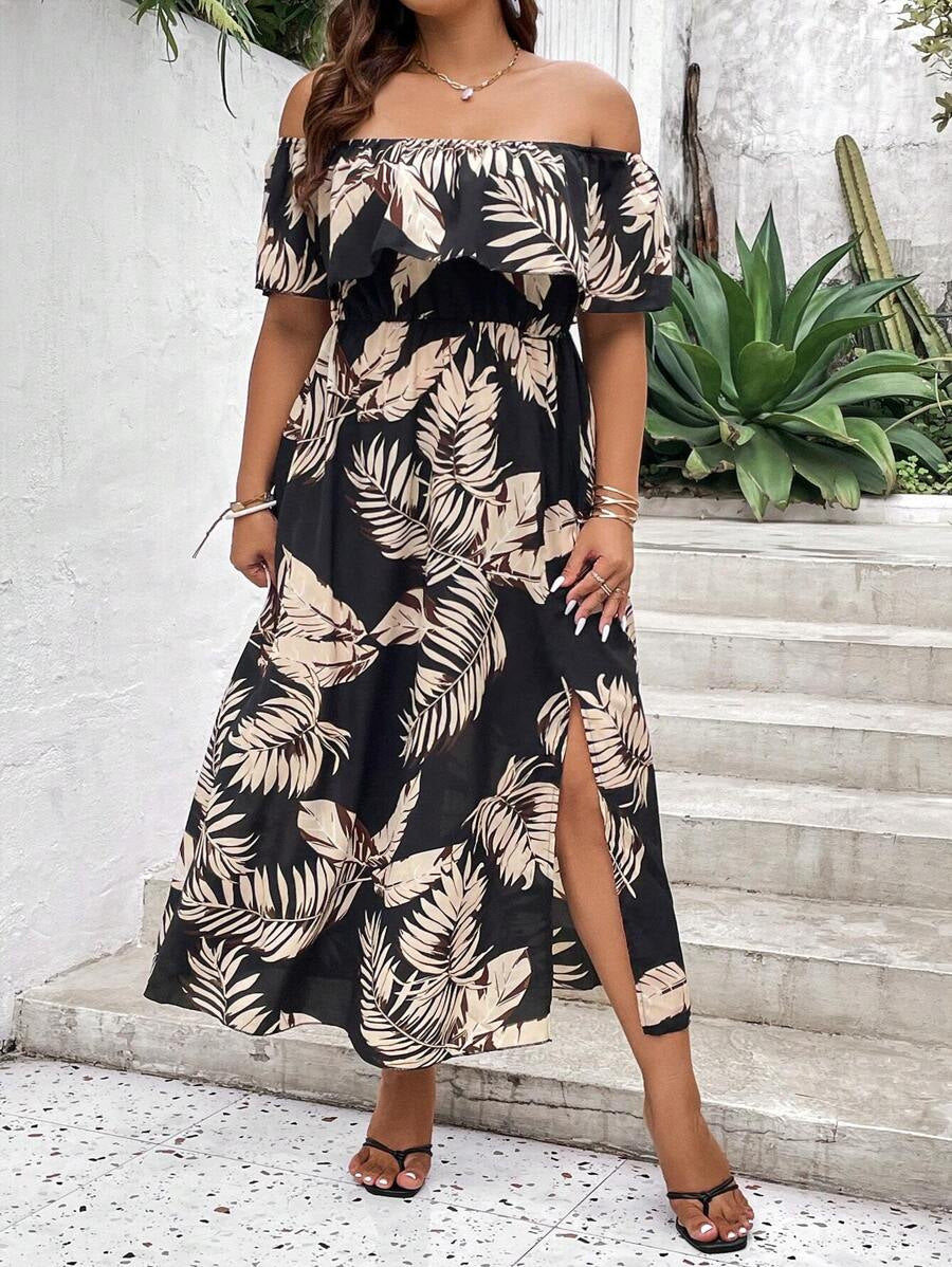 Plus Size Off-Shoulder Long Dress Elegant
