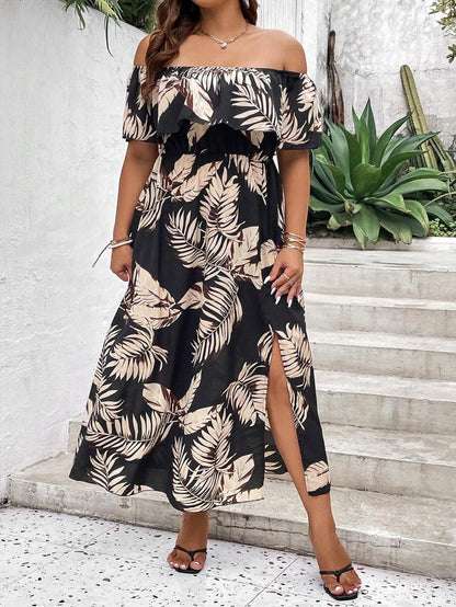 Plus Size Off-Shoulder Long Dress Elegant