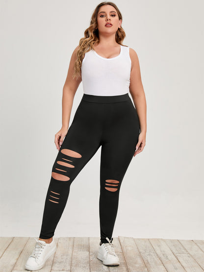 Plus Size Distressed Hole Leggings - Plus Size XL-4XL - View 6