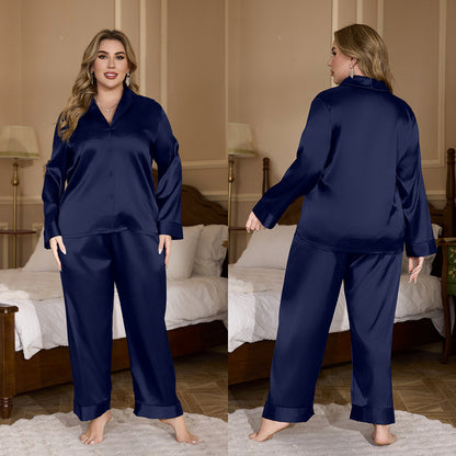 Plus Size Cardigan Pajamas Set Long Sleeve