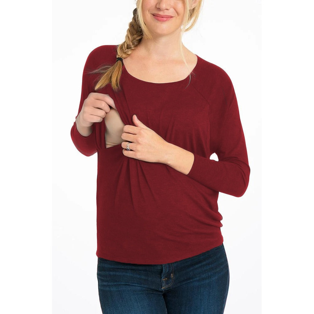 Plus Size Maternity Nursing Long Sleeve Top