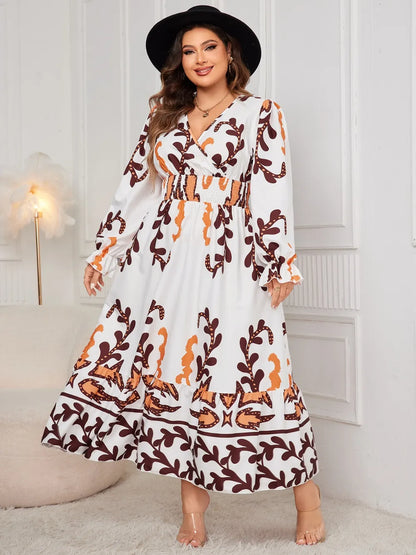 plus-size-surplice-flounce-dress