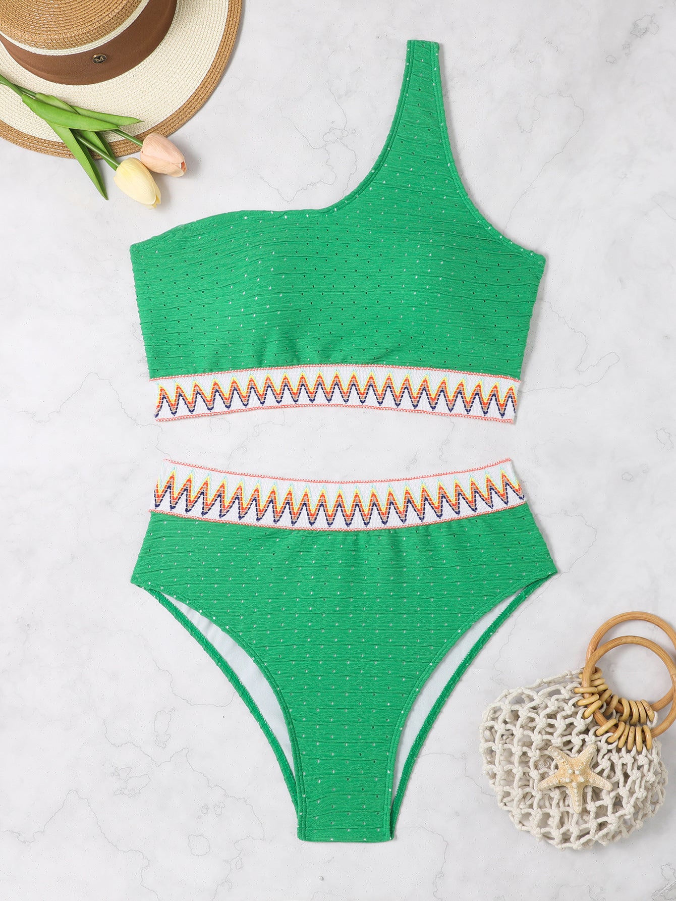 Plus Size High Waist Split Bikini Swimsuit