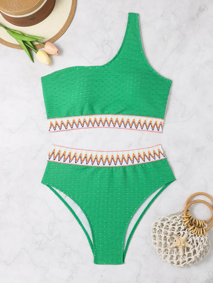 Plus Size High Waist Split Bikini Swimsuit