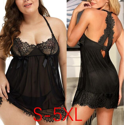Plus Size Lace Suspender Skirt Nightwear - Plus Size XL-4XL - View 2