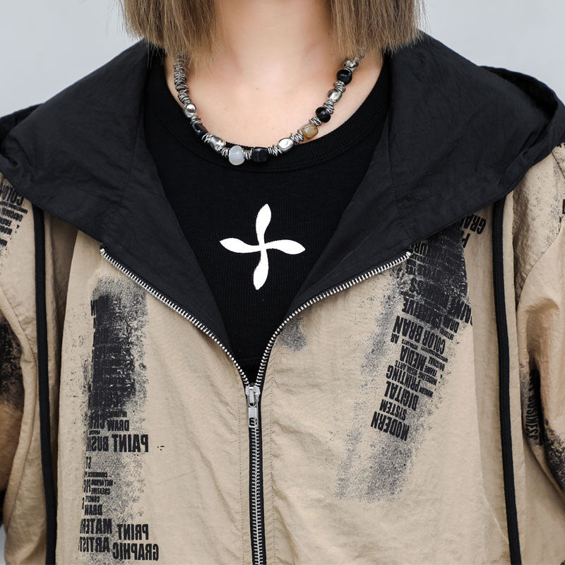 Plus Size Color Block Windbreaker Jacket