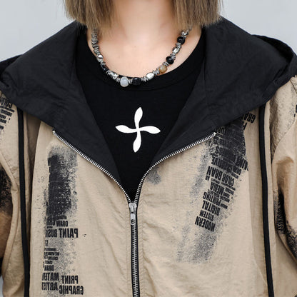 Plus Size Color Block Windbreaker Jacket