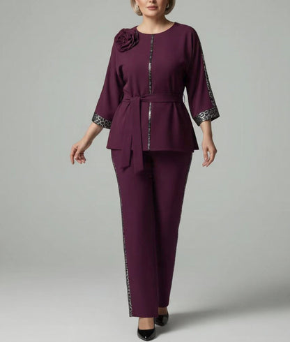 Plus Size Elegant Patchwork Casual Pant Set