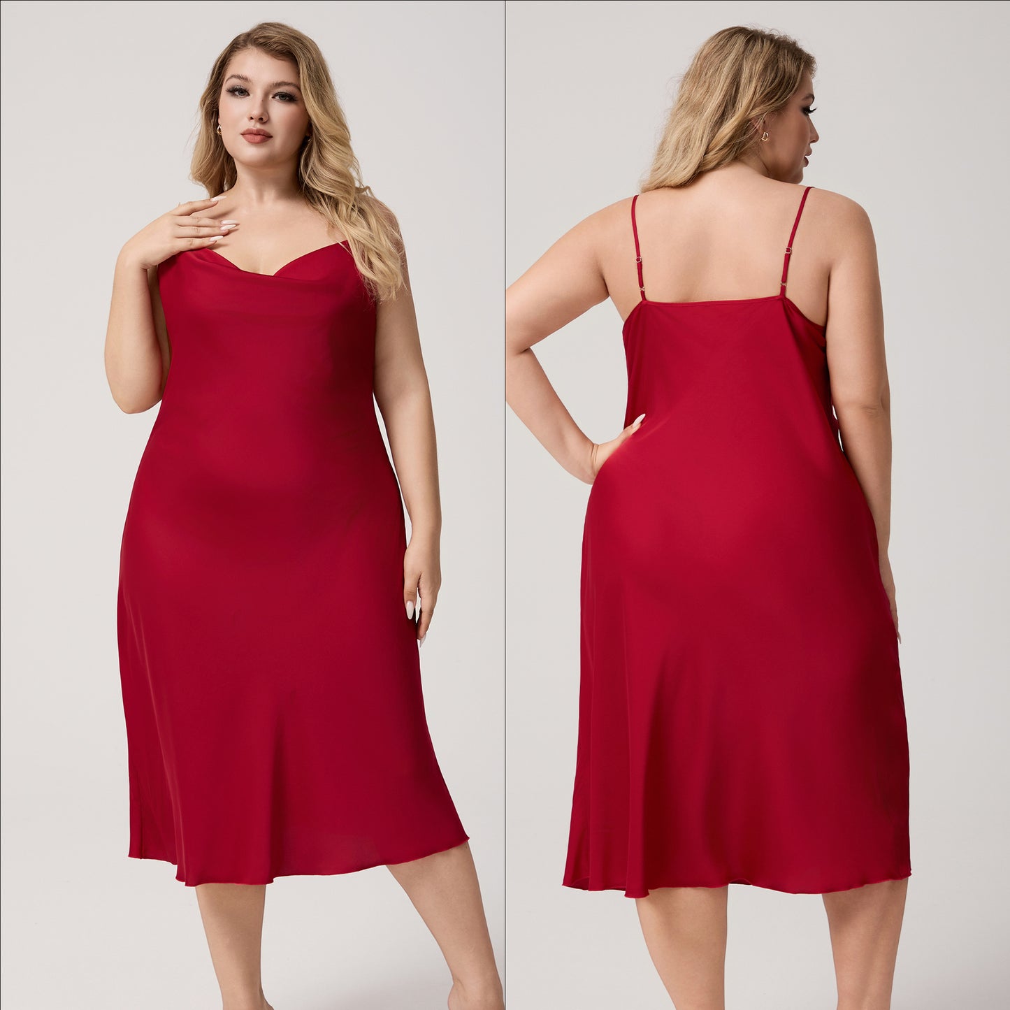 Plus Size Satin Nightdress Sleeveless Long Loungewear
