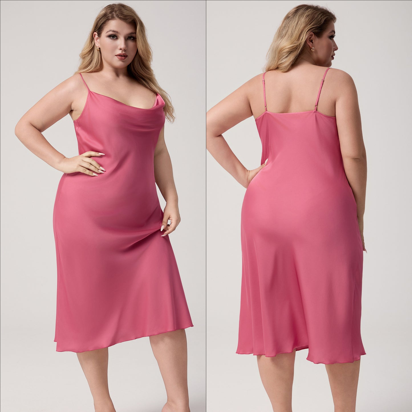 Plus Size Satin Nightdress Sleeveless Long Loungewear