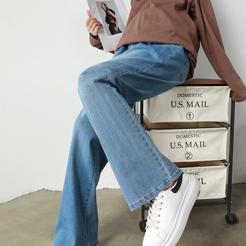 Plus Size Maternity Denim Wide Leg Pants