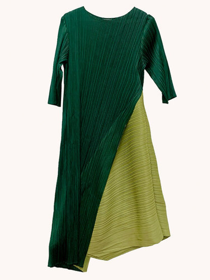 Plus Size Pleated Colorblock Summer Dress