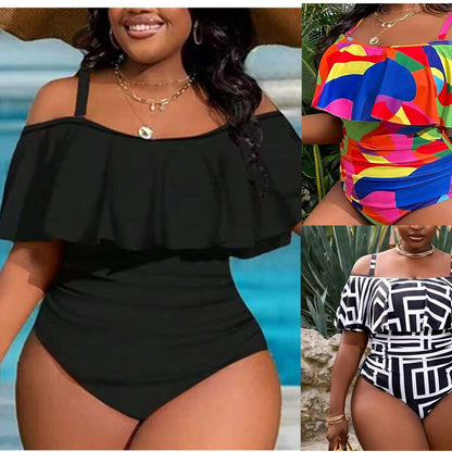 Plus Size Tummy-Control One-Piece Swimsuit - Plus Size Clothing