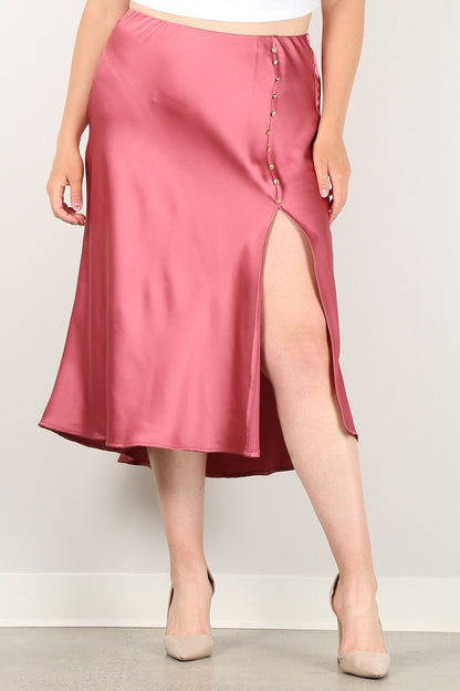 Plus Size High-Waist Skirt With Button Trim - Plus Size XL-4XL - View 1