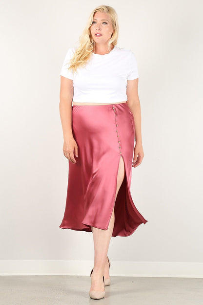 Plus Size High-Waist Skirt With Button Trim - Plus Size XL-4XL - View 2