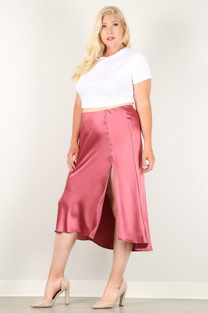 Plus Size High-Waist Skirt With Button Trim - Plus Size XL-4XL - View 3