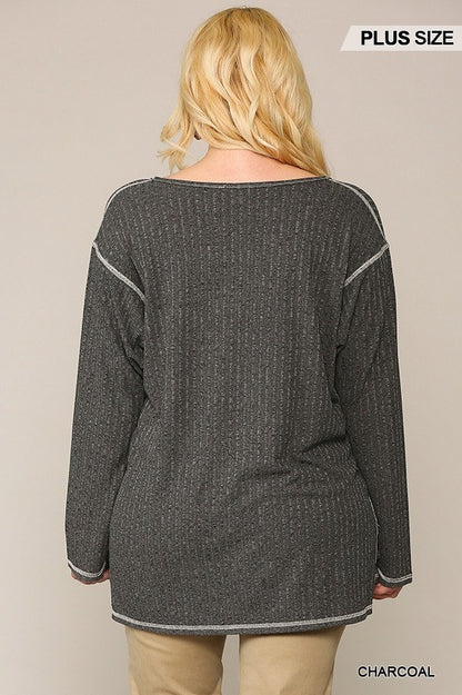 plus-size-two-tone-ribbed-tunic