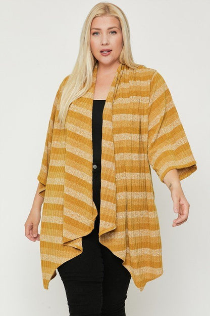 Plus Size Kimono Striped Cardigan - Plus Size XL-4XL - View 1