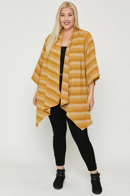 Plus Size Kimono Striped Cardigan - Plus Size XL-4XL - View 2
