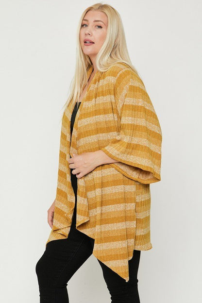 Plus Size Kimono Striped Cardigan - Plus Size XL-4XL - View 4