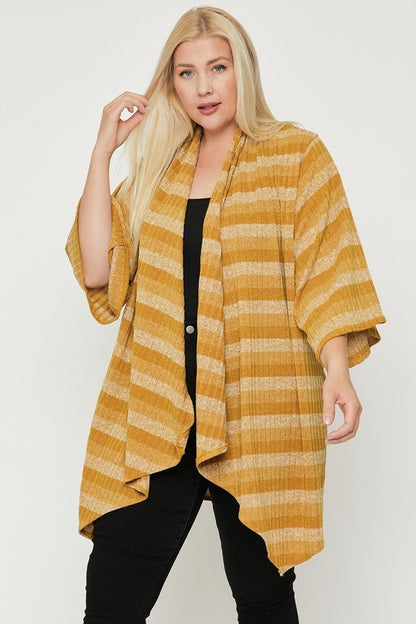 Plus Size Kimono Striped Cardigan - Plus Size XL-4XL - View 5