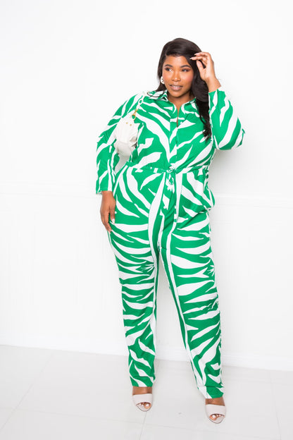 Plus Size Button-Up Jumpsuit - Plus Size XL-4XL - View 1