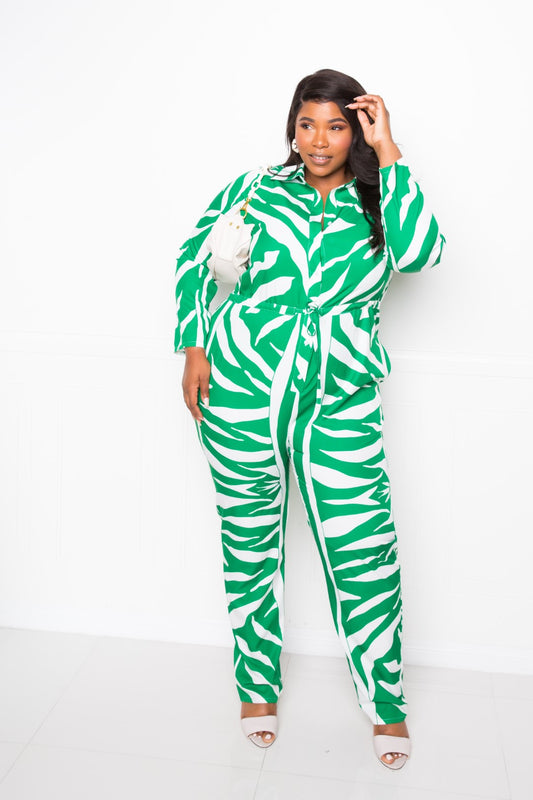 Plus Size Button-Up Jumpsuit - Plus Size XL-4XL - View 1
