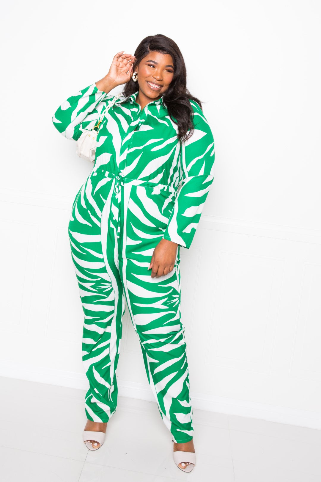 Plus Size Button-Up Jumpsuit - Plus Size XL-4XL - View 4
