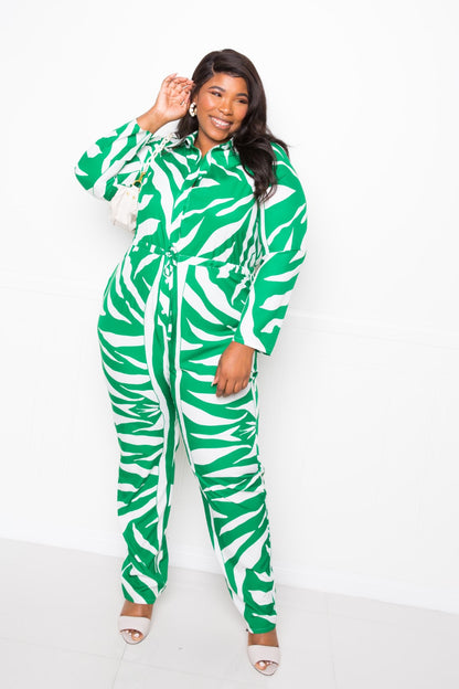Plus Size Button-Up Jumpsuit - Plus Size XL-4XL - View 4