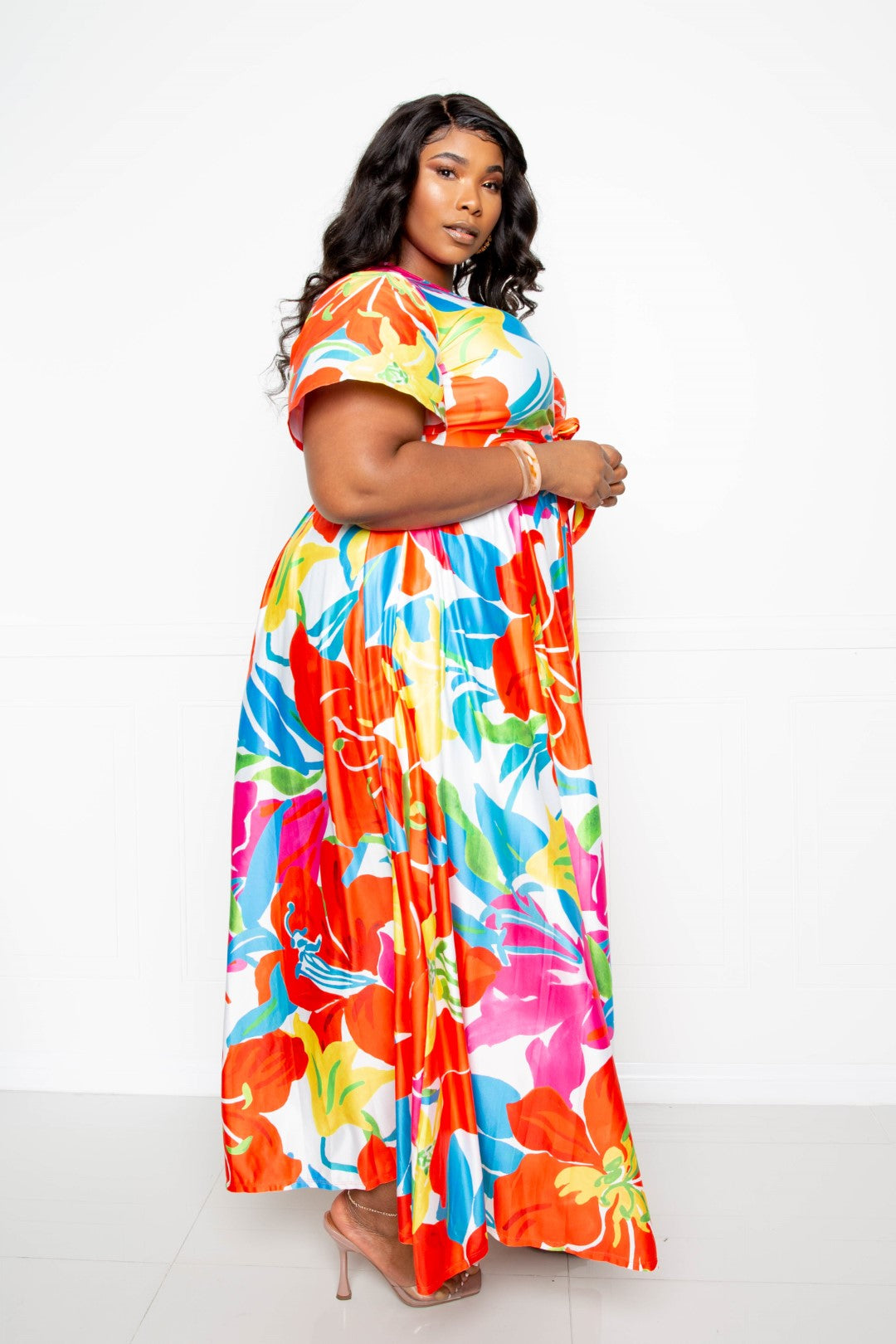 Plus Size Floral Maxi Skirt & Top Set - Plus Size XL-4XL - View 4