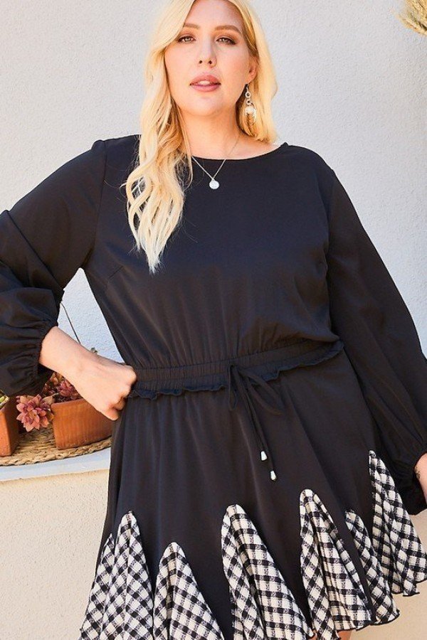 Plus Size Gingham Ruffle Romper - Plus Size XL-4XL - View 1