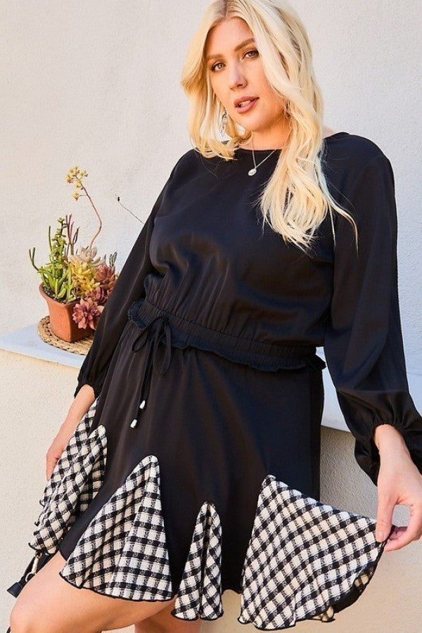 Plus Size Gingham Ruffle Romper - Plus Size XL-4XL - View 3