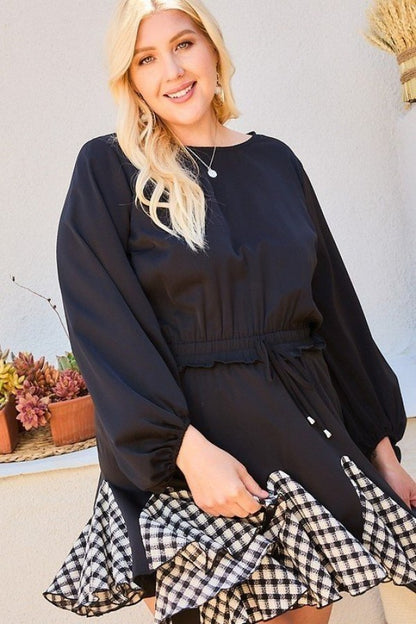 Plus Size Gingham Ruffle Romper - Plus Size XL-4XL - View 4