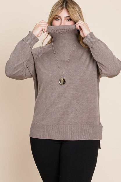 Plus Size Buttery Soft Turtleneck Sweater - Plus Size XL-4XL - View 2