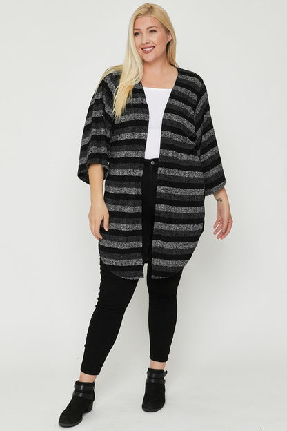 Plus Size Multi-color Striped Cardigan - Plus Size XL-4XL - View 2