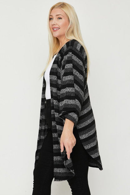 Plus Size Multi-color Striped Cardigan - Plus Size XL-4XL - View 5